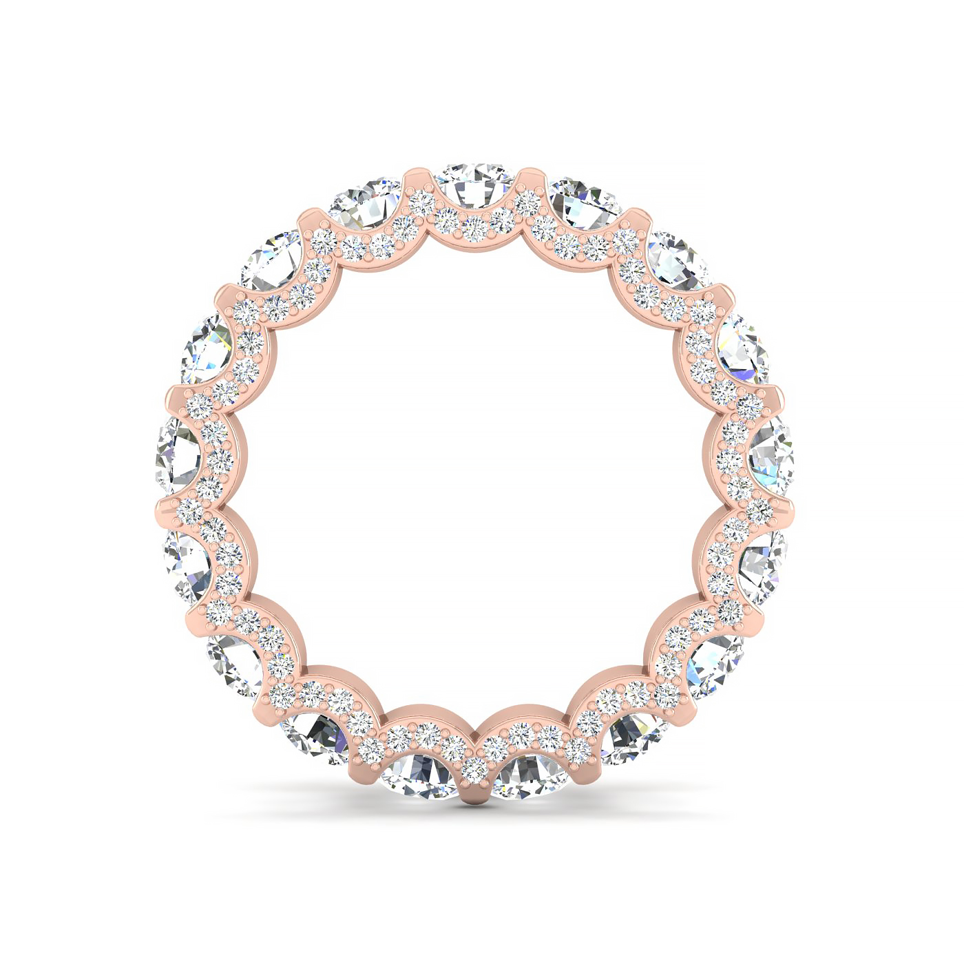 Round Shape Eternity Band with Pave Set Side Diamonds